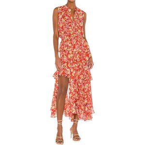 Misa Los Angeles Maxi Dress Womens XS Floral Print Fairy Smocked Ruffle Tiered